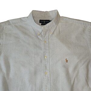 Ralph Lauren Dress Shirt Yarmouth Mens 18 - 35 Blue 100% Cotton Oxford LS Button